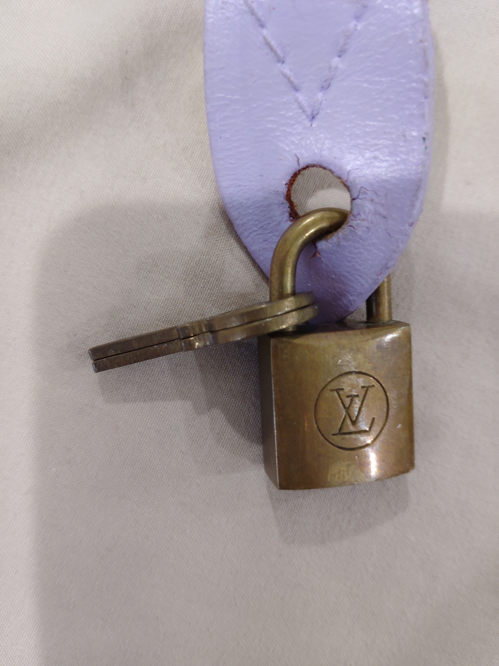 Louis Vuitton Lavender Leather Key Holder with Brass Padlock